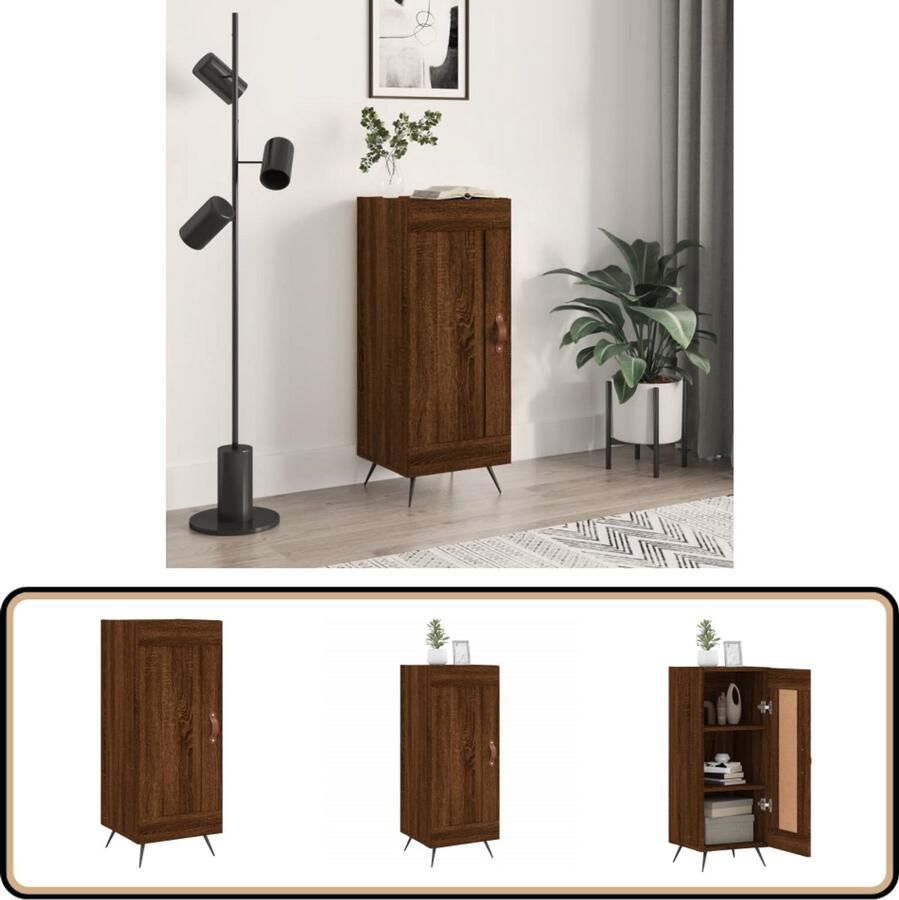 VidaXL Dressoir 34 5x34x90 cm Bruin Eiken Hout Dressoir Houten Dressoir Bruine Eiken Dressoir Opbergmeubels Woonkamer Meubilair