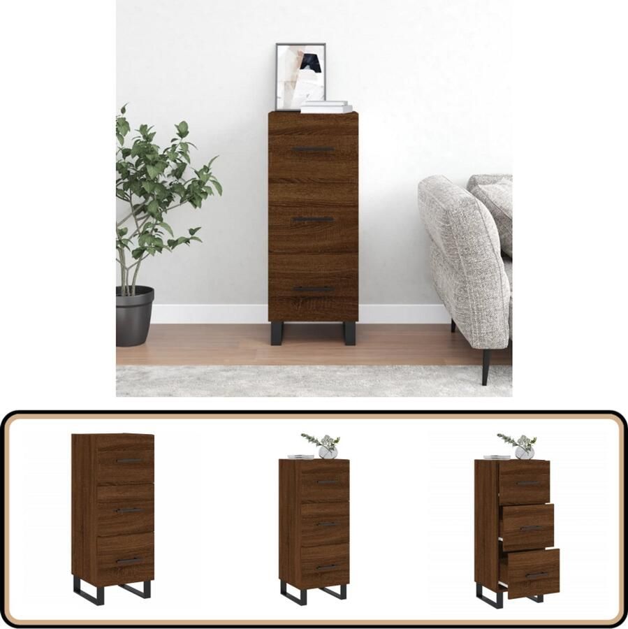 VidaXL Dressoir Bruineiken 34 5x34x90 cm Dressoir Bijzettafel Houten Dressoir Modern Dressoir Bruineiken Dressoir