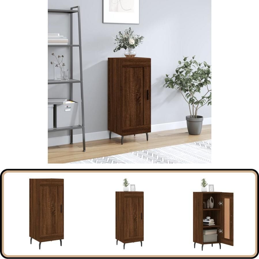 Prolenta Premium INFIORI Dressoir 34 5x34x90 cm bewerkt hout bruineikenkleurig - Foto 5