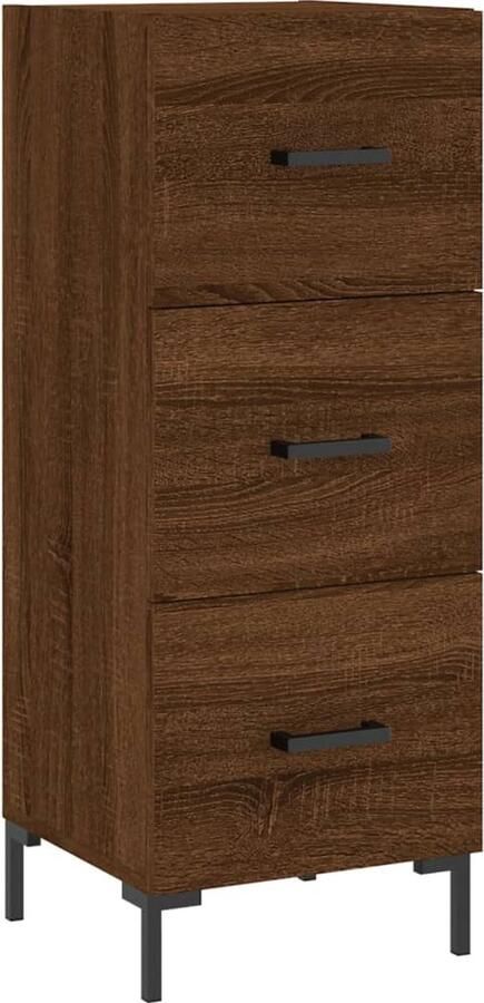 VidaXL Dressoir Bruin Eiken 34 5x34x90 cm Dressoir Modern Dressoir Houten Dressoir Bruine Eiken Dressoir Opbergkast - Foto 2
