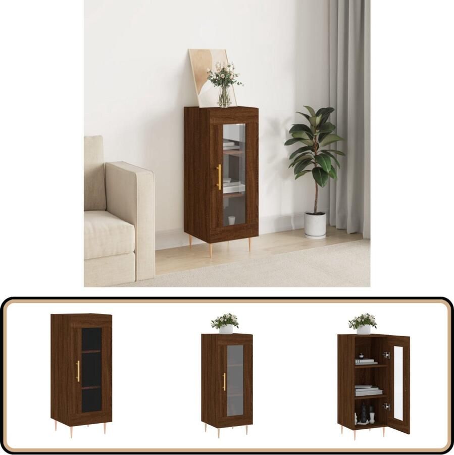 VidaXL Dressoir Bruin eikenkleur 34 5x34x90 cm Dressoir Vintage Dresser Houten Dressoir Bruine Eiken Kleur Opbergmeubels