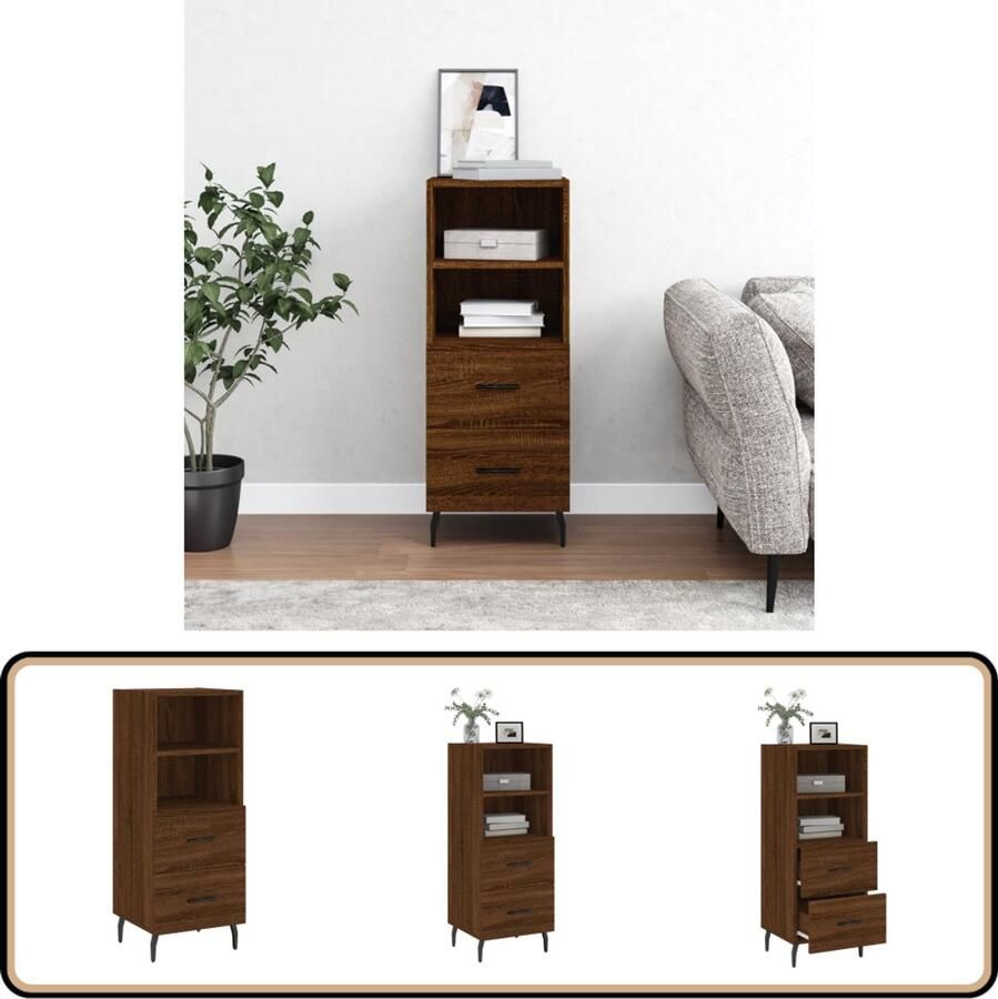 VidaXL Dressoir Bruin Eiken 34 5x34x90 cm Dressoir Houten Dressoir Bruine Eiken Dressoir Moderndressoir Opbergkast