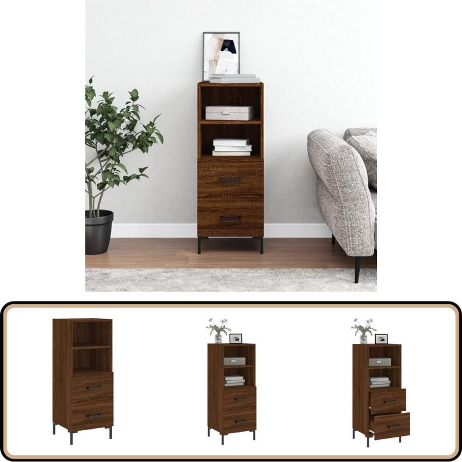 VidaXL Dressoir 34 5x34x90 cm Bruin Eikenhout Dressoir Houten Dressoir Bruine Eiken Dressoir Opbergmeubel Salontafel