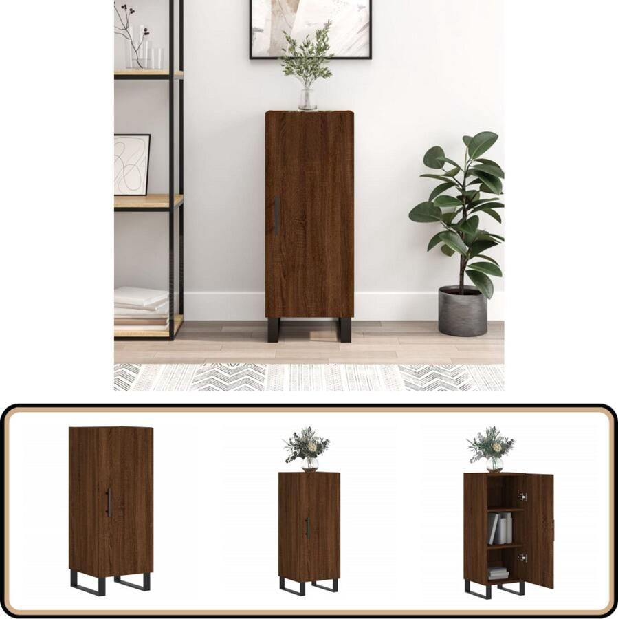 VidaXL Dressoir 34 5x34x90 cm Bruin Eikenkleur Dressoir Houten Dressoir Vintage Dressoir Salontafel Tv Tafel