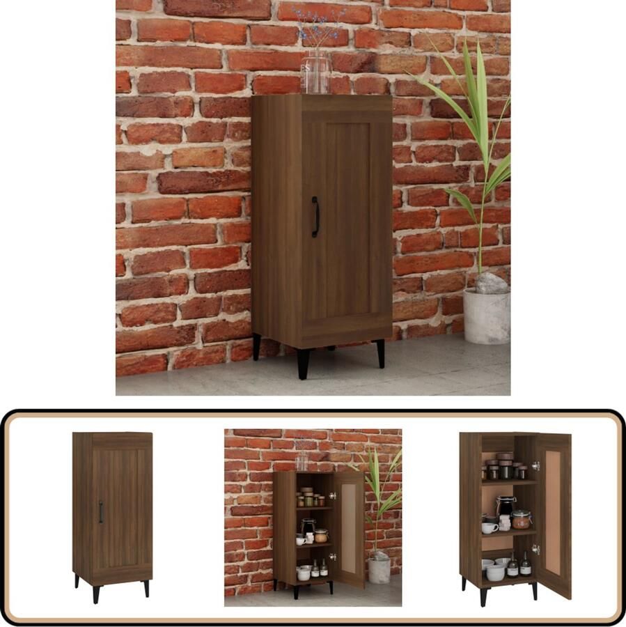 Prolenta Premium INFIORI Dressoir 34 5x34x90 cm bewerkt hout bruineikenkleurig - Foto 4