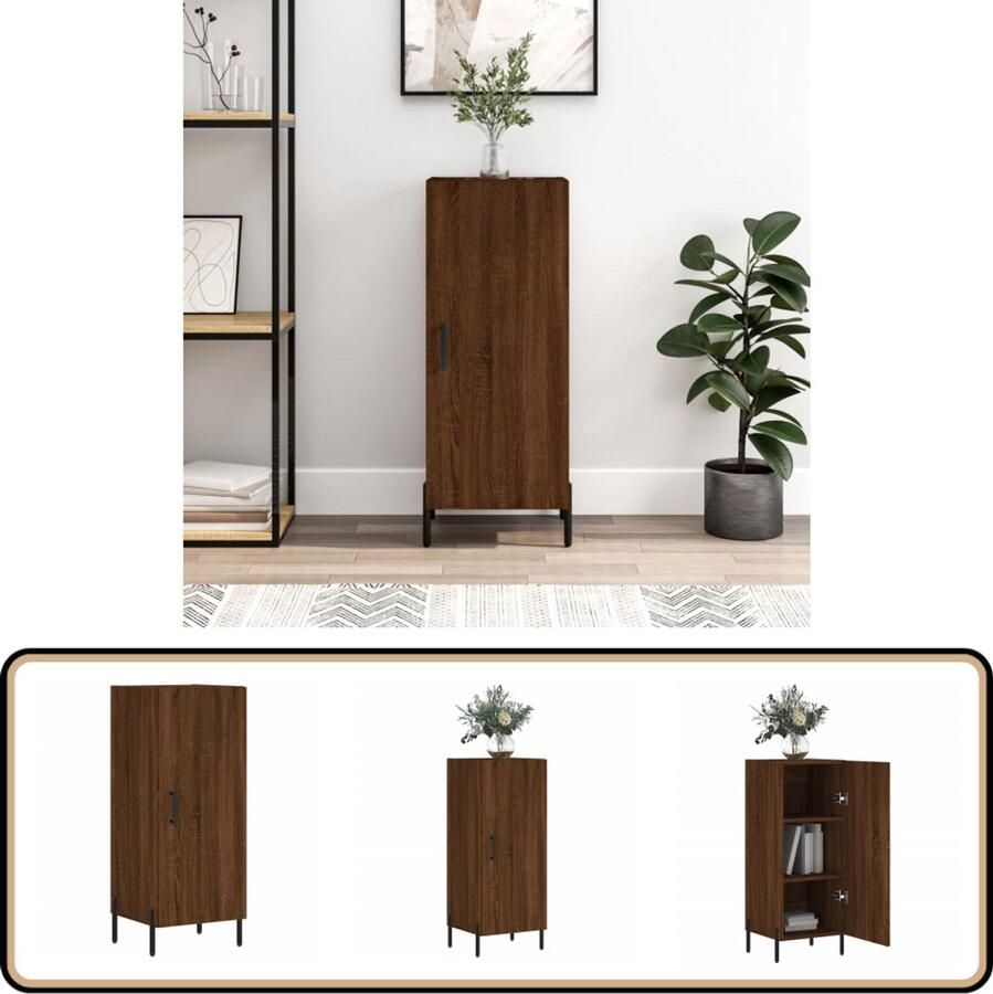 VidaXL Dressoir Bruin Eikenkleur 34 5x34x90 cm Dressoir Opbergkast Houten Dressoir Bruine Eiken Salontafel
