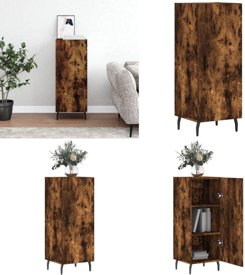 VidaXL -Dressoir-34-5x34x90-cm-bewerkt-hout-gerookt-eiken Dressoir Dressoirs Opbergkast Wandkast - Foto 2