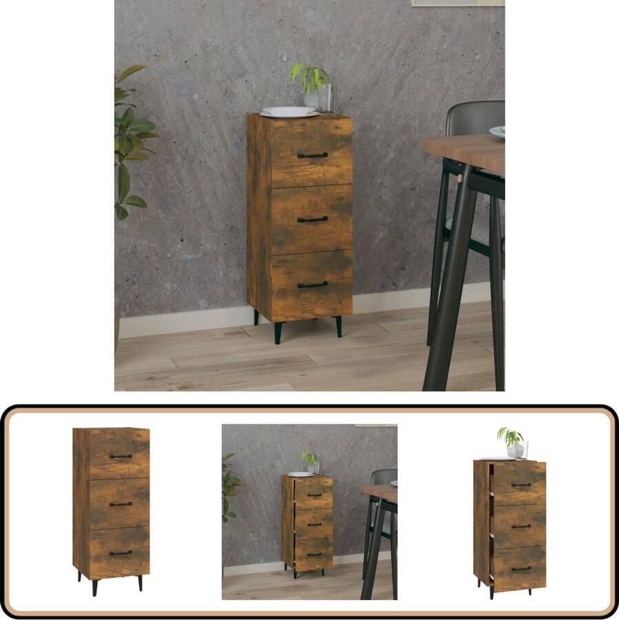 VidaXL Dressoir 34 5x34x90 cm Gerookt Eiken Dressoir Meubels Salontafel Houten Dressoir Vintage Dressoir