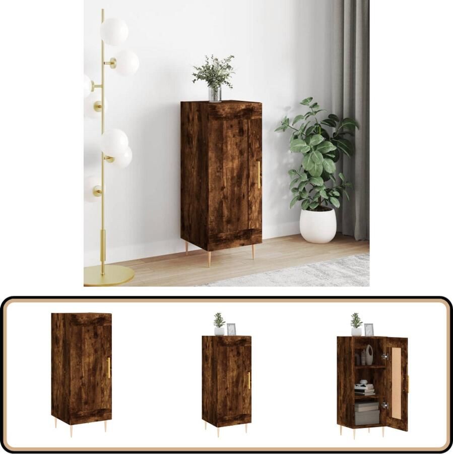 VidaXL Dressoir Gerookt Eiken 34 5x34x90 cm Dressoir Meubilair Houten Dressoir Vintage Dressoir Landelijk Dressoir