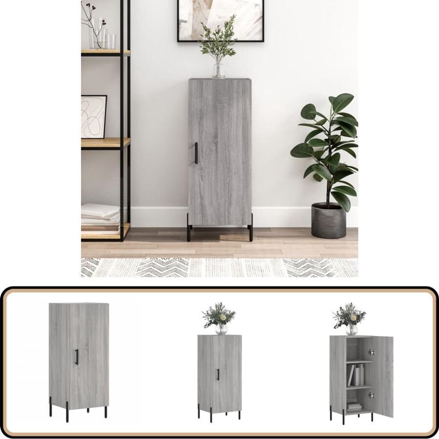VidaXL Dressoir Grijs Sonoma Eiken 34 5x34x90 cm Dressoir Bijzetkast Grijze Dressoirs Houten Dressoirs Salontafel