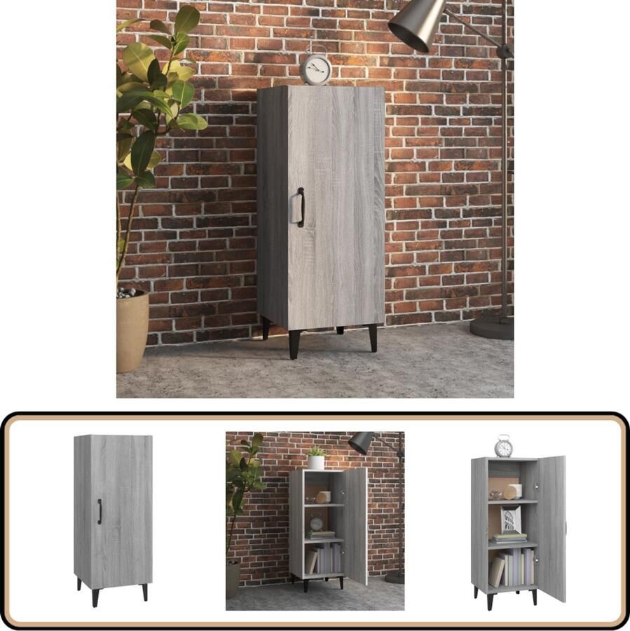 VidaXL Dressoir Grijs Sonoma Eiken 34 5x34x90 cm Dressoir Houten Dressoir Grijze Dressoir Salontafel Tv Tafel