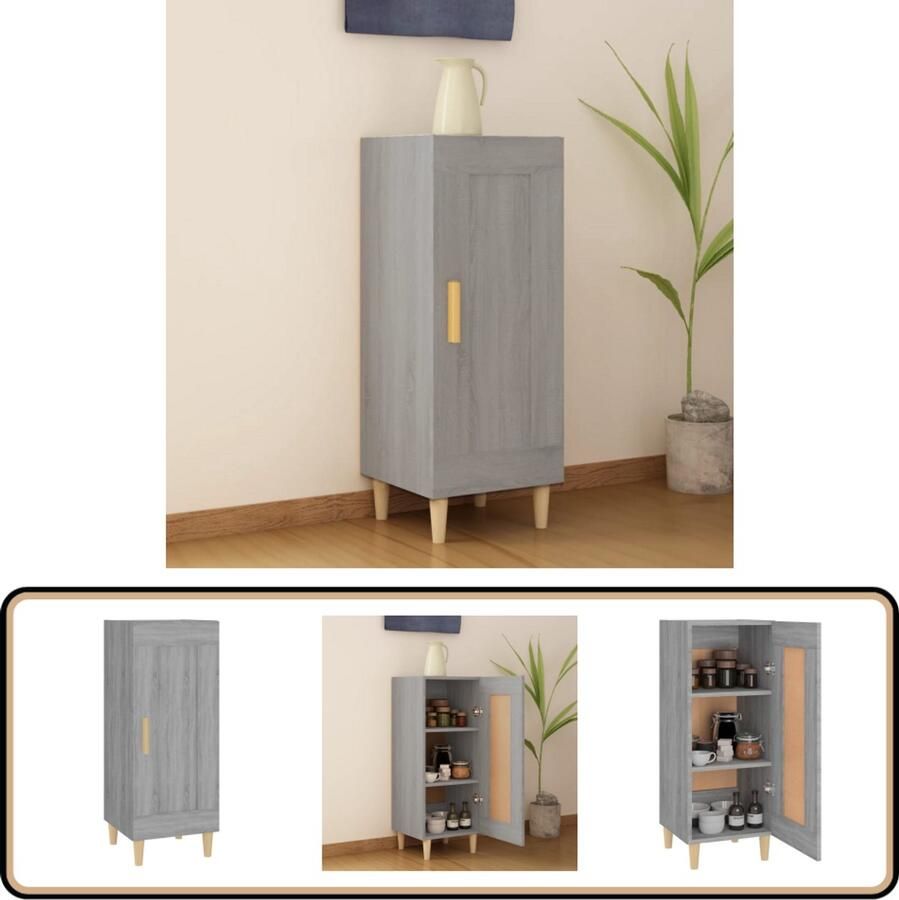 VidaXL Dressoir Grijs Sonoma Eiken 34 5x34x90cm Dressoir Tv-meubel Salontafel Bergruimte Grijze Kleurtinten