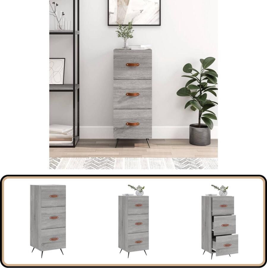 VidaXL Dressoir Grijs Sonoma Eiken 90 cm hoog Dressoir Bijzettafel Grijze Salontafel Houten Dressoir Vintage Dressoir