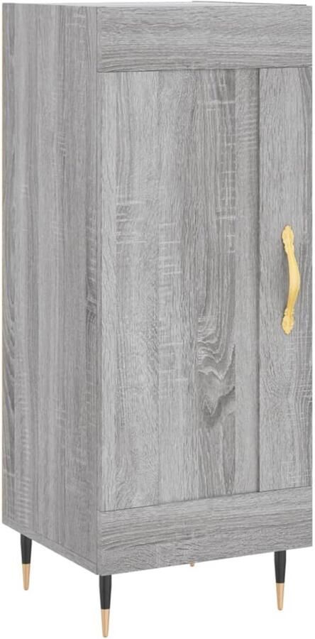 The Living Store Dressoir 34 5x34x90 cm bewerkt hout grijs sonoma eikenkleurig Dressoir Bijzettafel Grijze Salontafel Houten Dressoir Vintage Dressoir - Foto 11