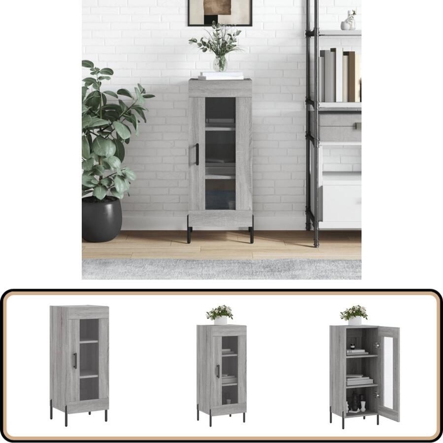 VidaXL Dressoir 34 5x34x90 cm Grijs Sonoma Eiken Dressoir Grijze Dressoirs Houten Dressoir Vintage Dressoir Salontafel