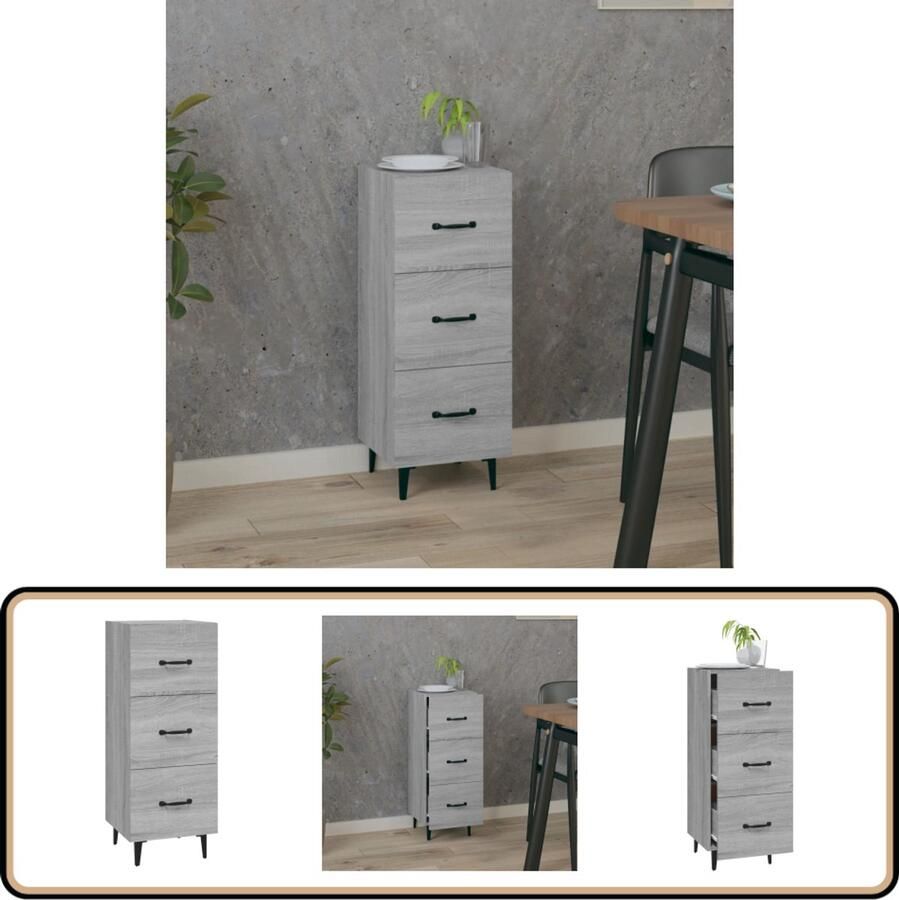 VidaXL Dressoir Grijs Sonoma Eiken 34 5x34x90 cm Dressoir Salontafel Houten Kast Grijze Kast Vintage Dressoir