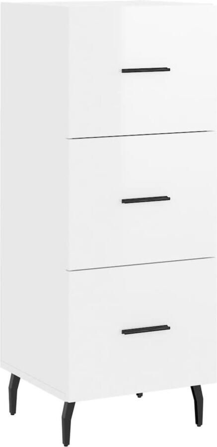VidaXL Dressoir Hoogglans Wit 34 5x34x90 cm Bijzettafel Dressoir Side Table Witte Kast Houten Kast