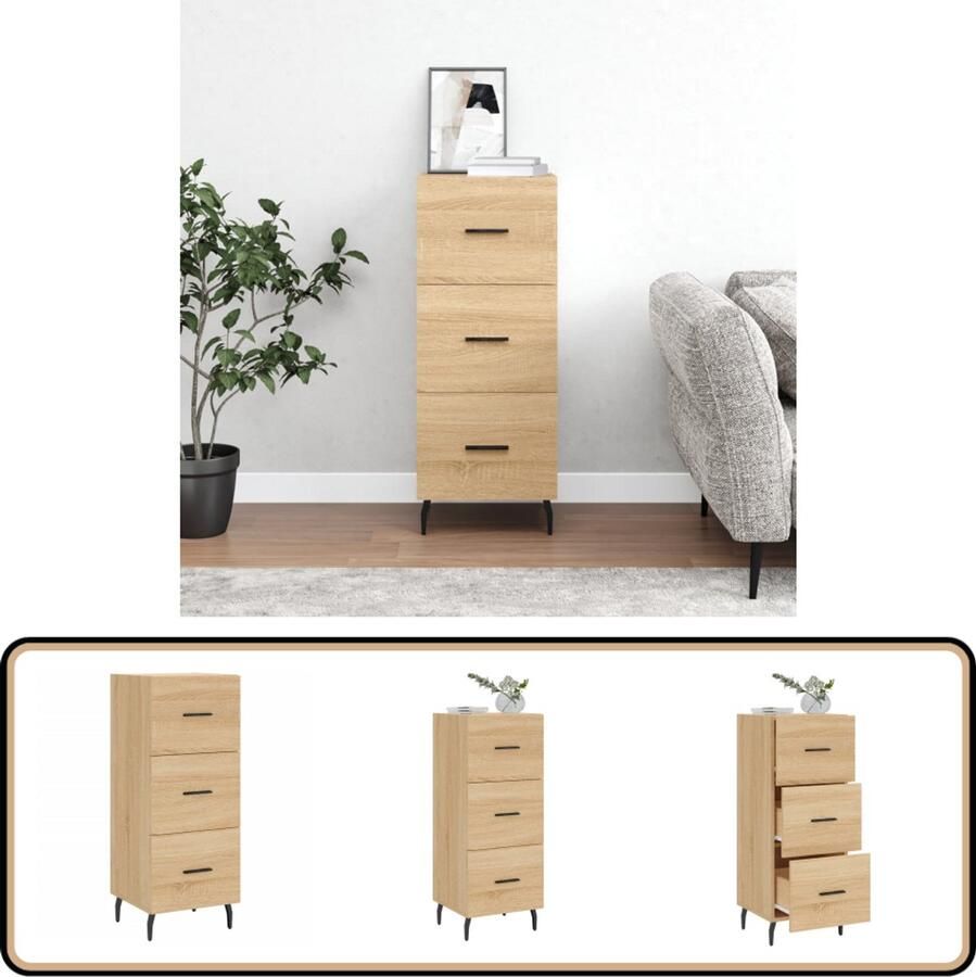 VidaXL Dressoir 34 5x34x90 cm Sonoma Eiken Dressoir Bijzettafel Salontafel Houten Dressoir Sonoma Eiken