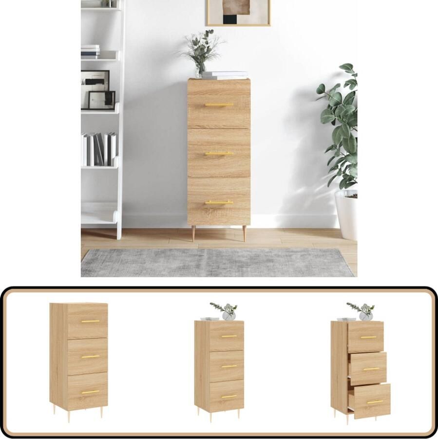 VidaXL Dressoir Sonoma Eiken 34 5x34x90 cm Dressoir Salontafel Houten Dressoir Modern Dressoir Opbergkast