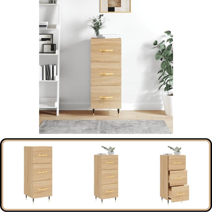 Prolenta Premium INFIORI Dressoir 34 5x34x90 cm bewerkt hout sonoma eiken - Foto 16