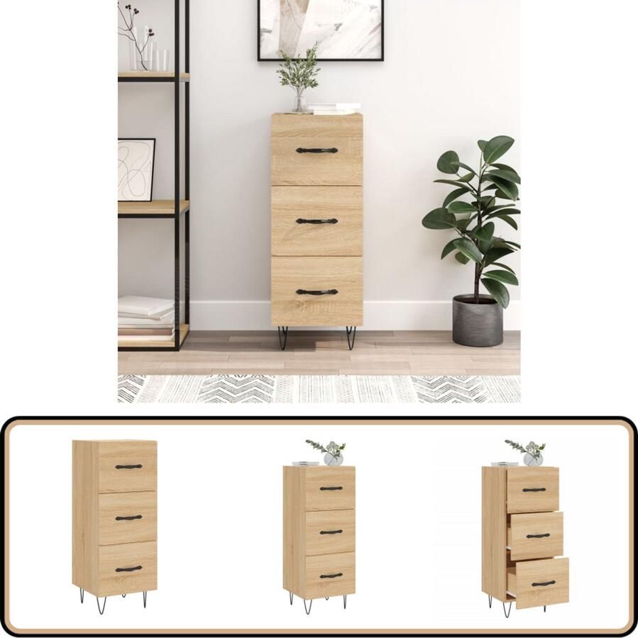 VidaXL Dressoir 34 5x34x90 cm Sonoma eiken Hout Dressoir Bijzettafel Salontafel Houten Dressoir Modern Dressoir