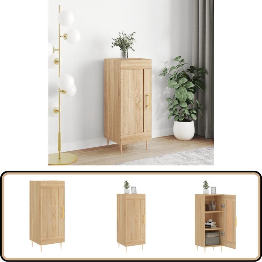 VidaXL Dressoir 34 5x34x90 cm Sonoma Eiken Dressoir Salontafel Houten Dressoir Sonomaplank Vintage Dressoir