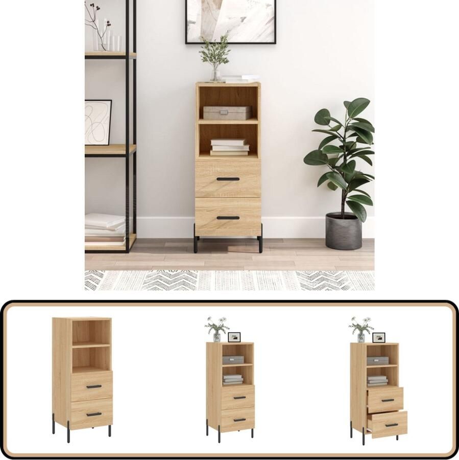 VidaXL Dressoir 34 5x34x90 cm Sonoma Eiken Dressoir Salontafel Houten Dressoir Modern Dressoir Sonomaplank