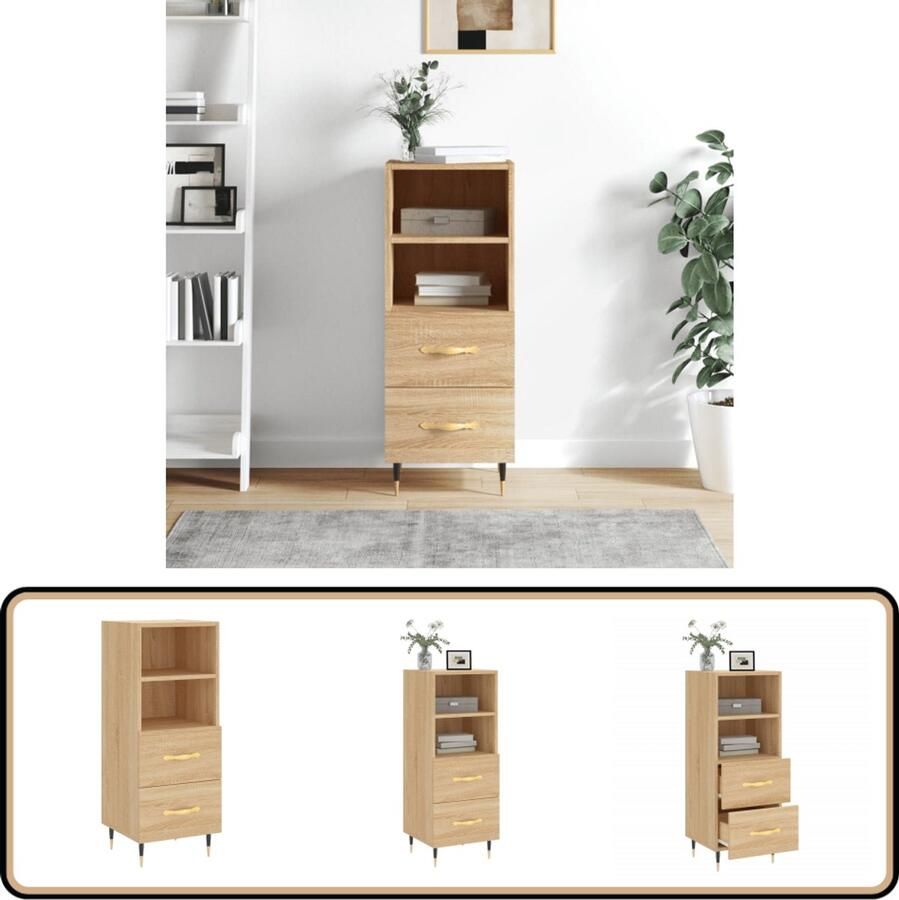 VidaXL Dressoir Sonoma Eiken 34 5x34x90 cm Dressoir Modern Dressoir Houten Dressoir Sonoma Eiken Opbergkast