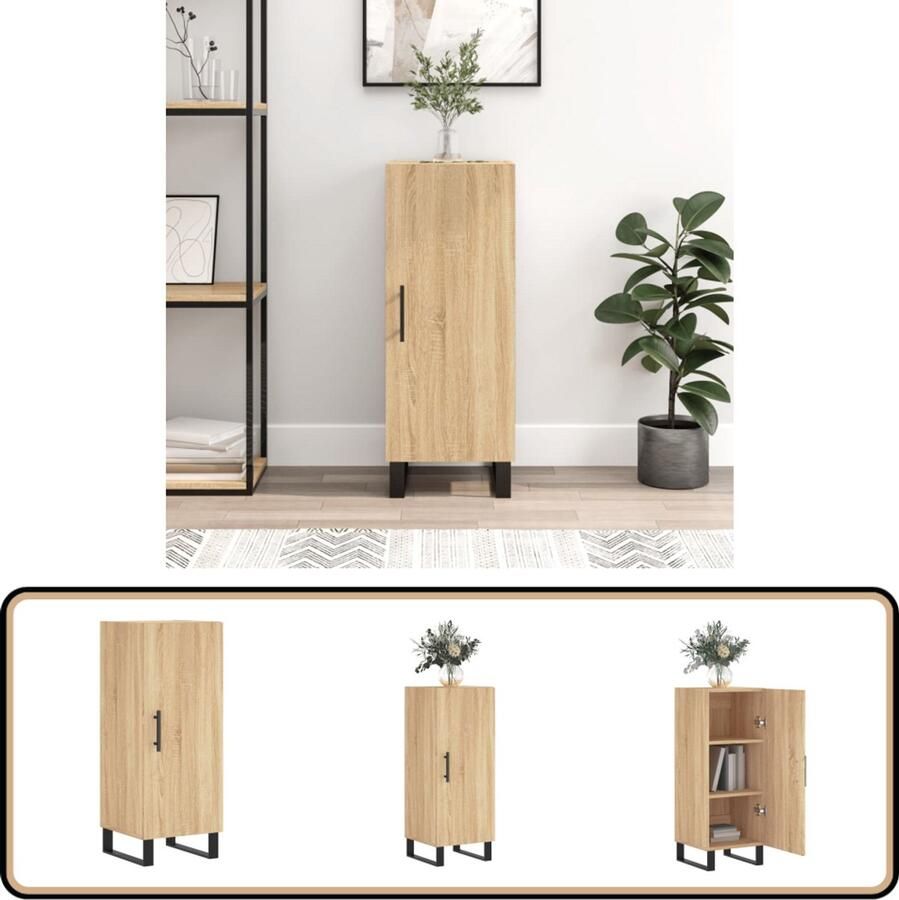 VidaXL Dressoir Sonoma Eiken 34 5x34x90 cm Dressoir Bijzetkast Salontafel Houten Dressoir Landelijk Dressoir