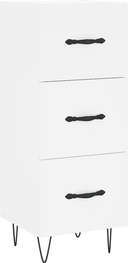 VidaXL Dressoir Wit 34 5x34x90 cm Hout & Metaal Dressoir Modern Dressoir Bijzettafel Houten Dressoir Wit Dressoir