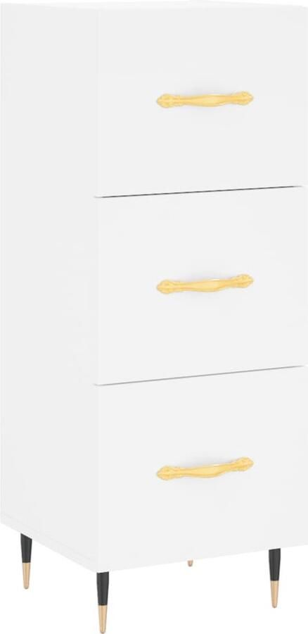 VidaXL Dressoir 34 5x34x90 cm Wit Bewerkt Hout Dressoir Commode Opbergkast Modern Design Wit