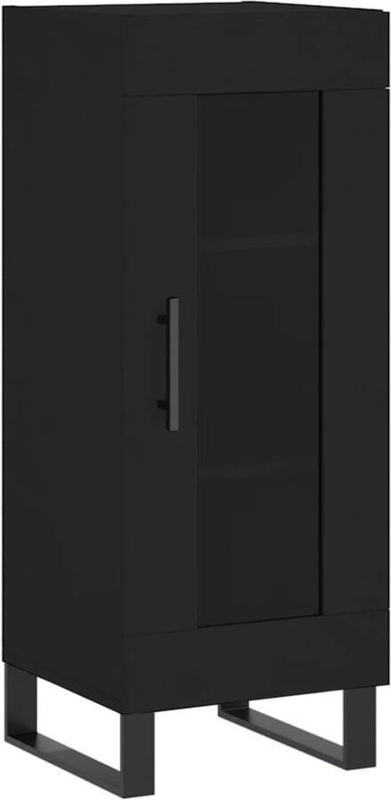 VidaXL Dressoir Zwart Bewerkt Hout 34 5x34x90 cm Dressoir Vintage Dressoir Zwarte Dressoir Houten Dressoir Opbergkast