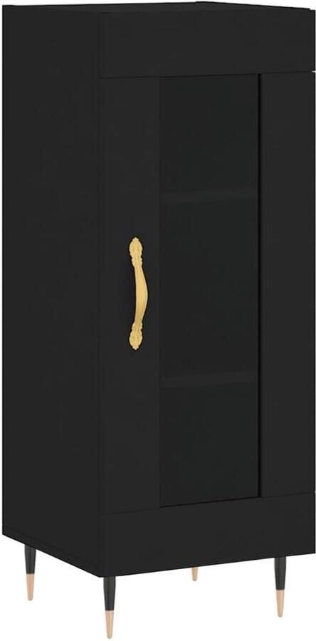 VidaXL Dressoir 34 5x34x90 cm Bewerkt hout Zwart Dressoir Vintage Houten Dressoir Zwarte Dressoir Opbergmeubels Salontafel