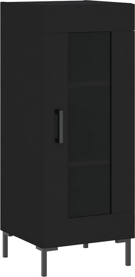 VidaXL Dressoir Zwart Bewerkte Hout en Metaal Dressoir Klassiek Dressoir Houten Dressoir Zwart Dressoir Tv-meubel - Foto 2