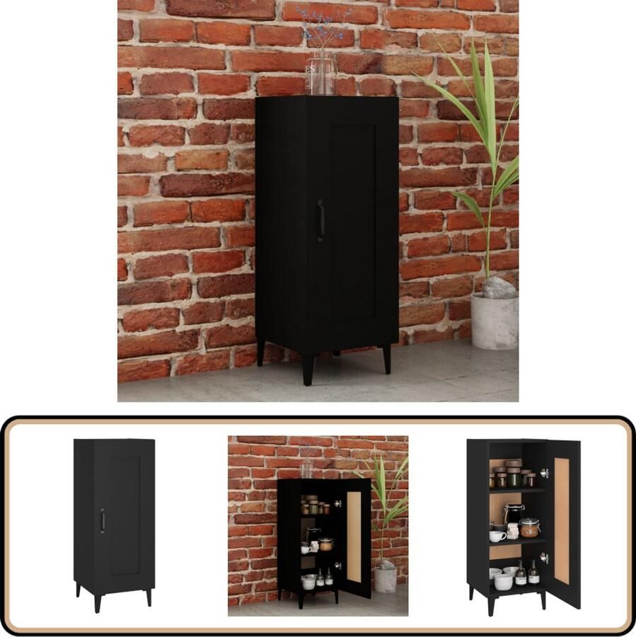 VidaXL Dressoir Zwart Bewerkt Hout 34 5x34x90 cm Dressoir Houten Dressoir Black Dresser Tv Stand Salontafel