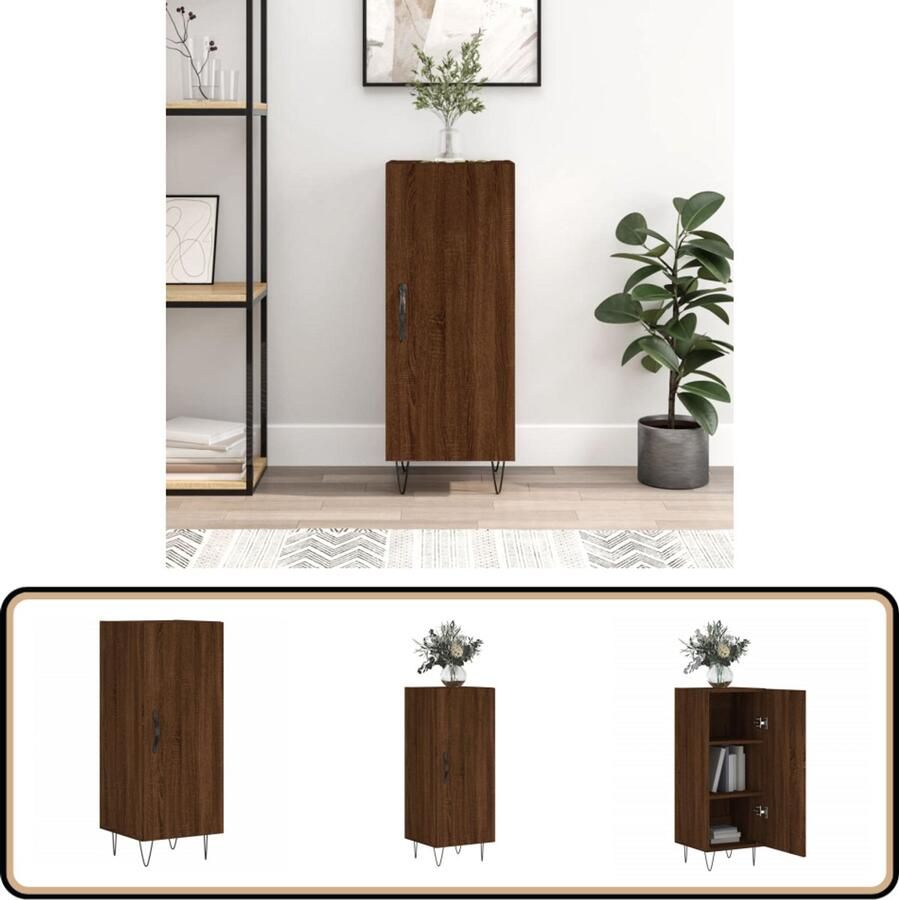 VidaXL Dressoir 34 5x34x90 cm Bruin Eiken Hout Dressoir Vintage Dressoir Houten Dressoir Bruine Dressoir Salontafel - Foto 2