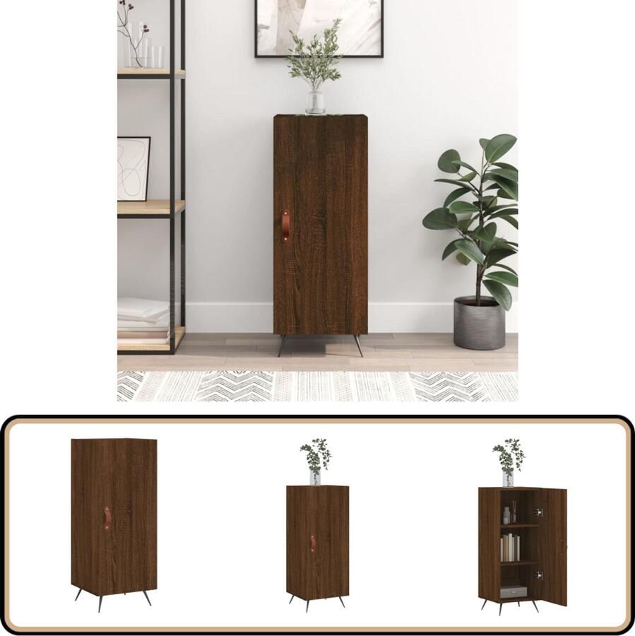 VidaXL Dressoir 34 5x34x90 cm Bruin Eikenhout Dressoir Modern Dressoir Houten Dressoir Bruine Eiken Dressoir Opbergkast