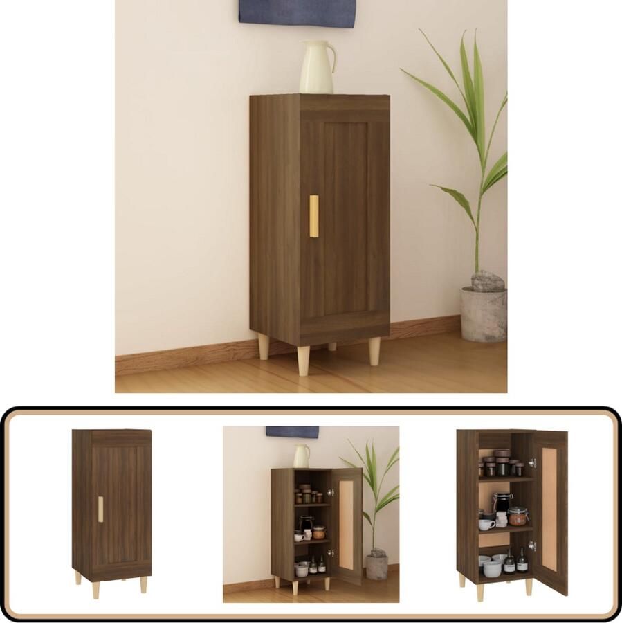 VidaXL Dressoir 34 5x34x90 cm Bruin eikenhout Dressoir Opbergkast Tv-tafel Woonkamerdecoratie Bruineiken - Foto 2