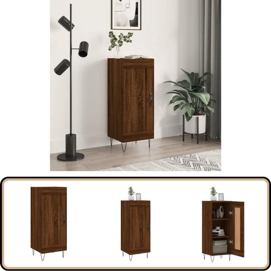 VidaXL Dressoir 34 5x34x90 cm Bruin Eikenkleur Dressoir Kasten Houten Dressoir Bruine Eiken Kleur Vintage Dressoir