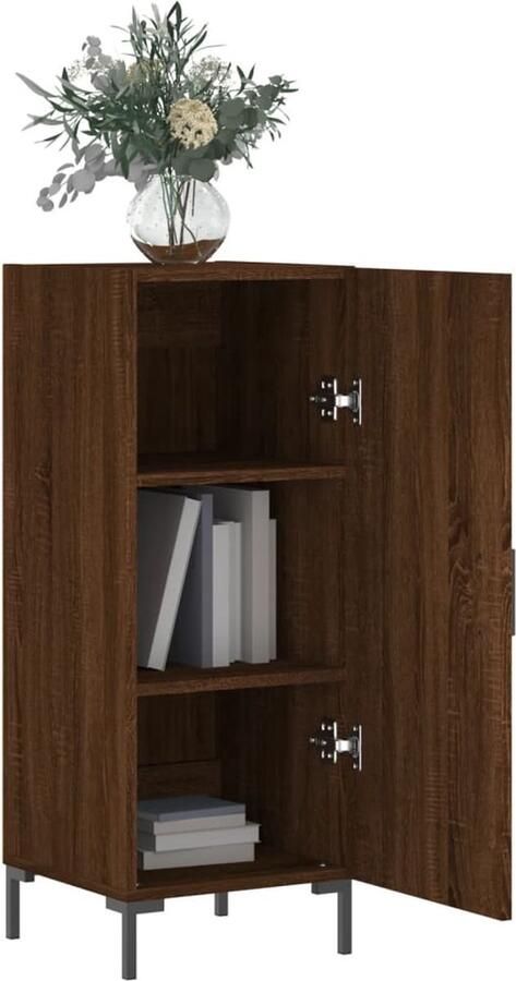 VidaXL Dressoir 34 5x34x90 cm bewerkt hout bruin eikenkleur Dressoir Houten Dressoir Bruine Eiken Kleur Vintage Dressoir Salontafel