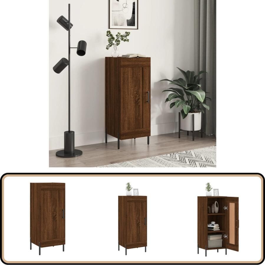 VidaXL Dressoir 34 5x34x90 cm Bruin eikenkleur Dressoir Vintage Dressoir Houten Dressoir Bruine Eiken Dressoir Opbergruimte