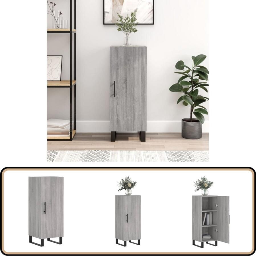VidaXL Dressoir 34 5x34x90 cm Grijs Sonoma Eiken Dressoir Bijzetkast Grijze Dressoir Houten Dressoir Salontafel - Foto 2