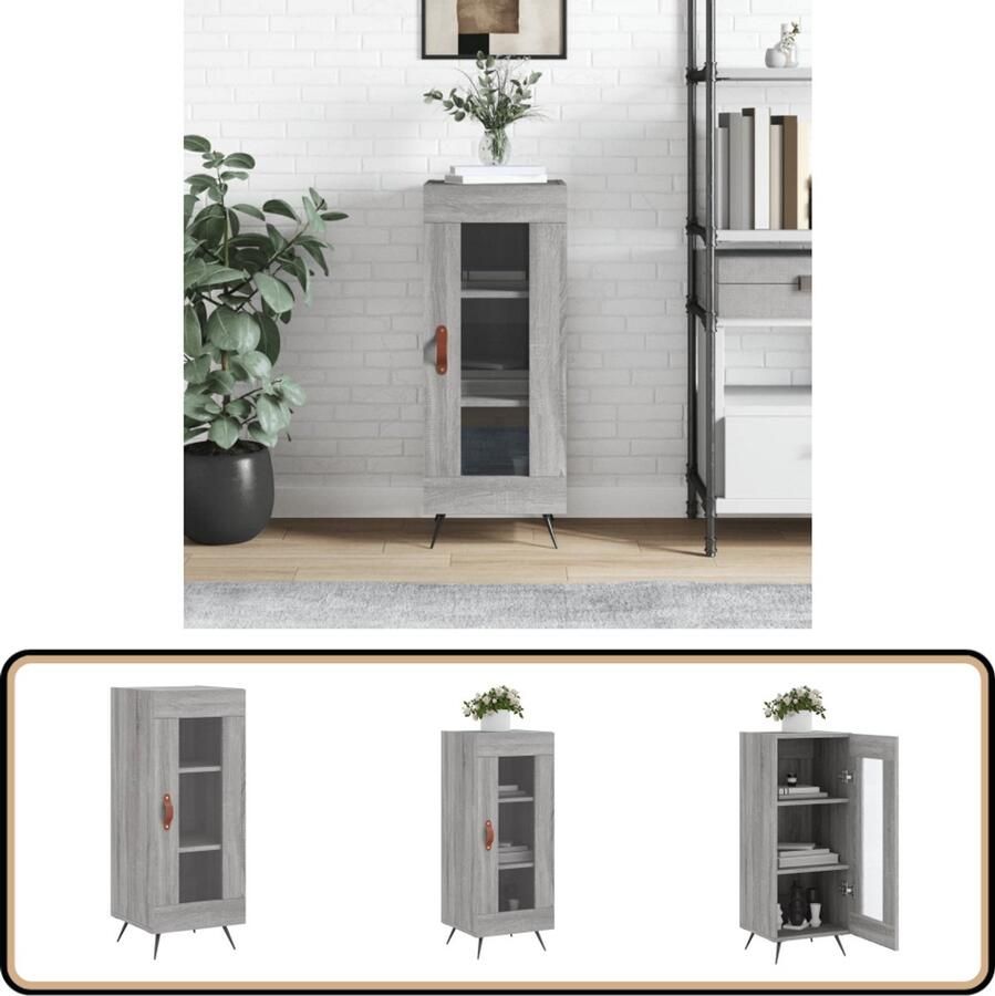 VidaXL Dressoir 34 5x34x90 cm Grijs Sonoma Eiken Dressoir Houten Dressoir Grijze Dressoir Vintage Dressoir Salontafel - Foto 2