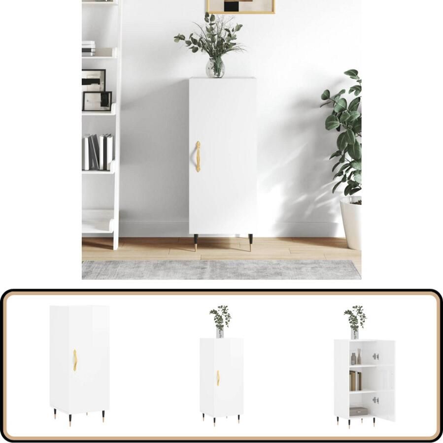 VidaXL Dressoir 34 5x34x90 cm Hoogglans Wit Dressoir Opbergkast Witte Dressoir Modern Dressoir Houten Dressoir - Foto 2