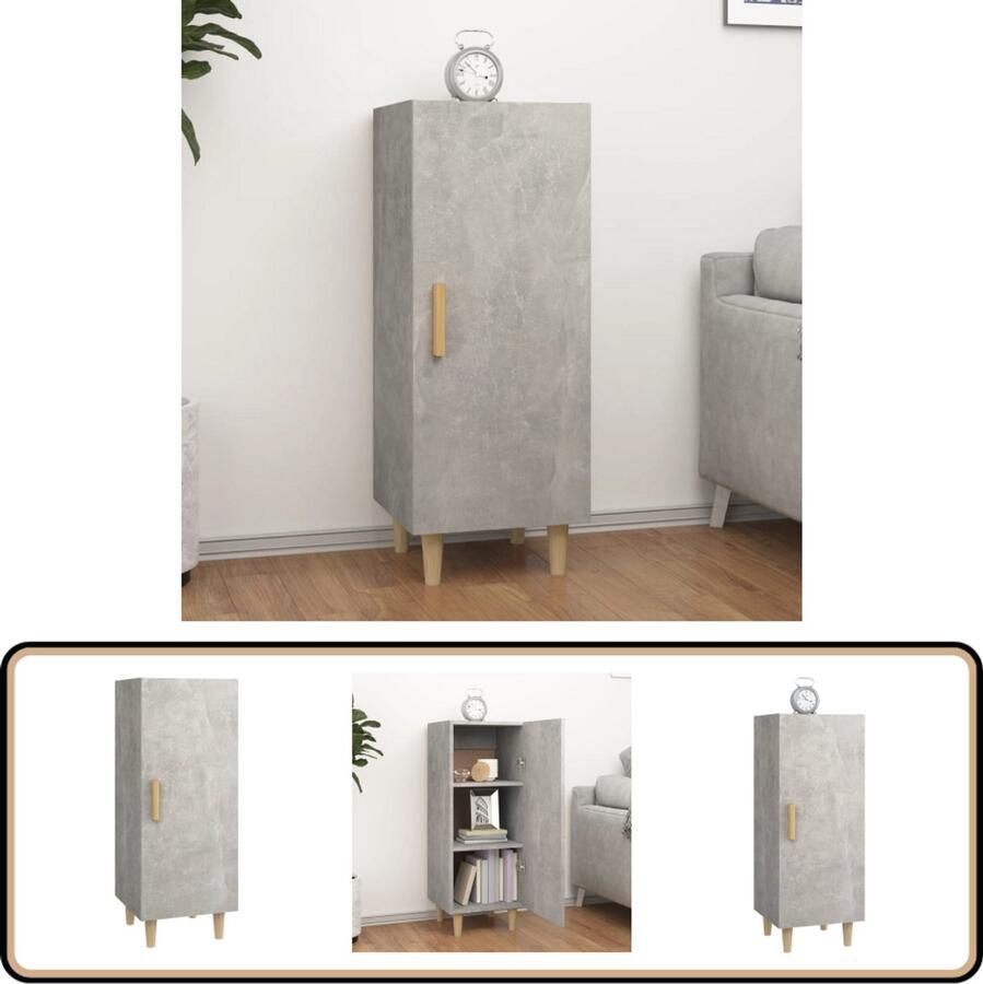 VidaXL Dressoir 34 5x34x90 cm Hout Betongrijs Dressoir Kast Bijzettafel Beton Grijs Houten Dressoir - Foto 2