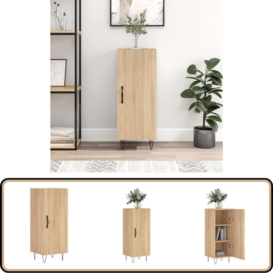 VidaXL Dressoir 34 5x34x90 cm Sonoma Eiken Dressoir Salontafel Houten Dressoir Vintage Dressoir Landelijk Dressoir