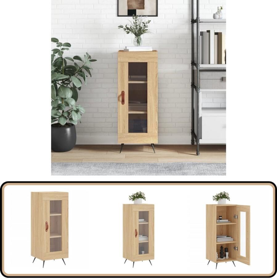 VidaXL Dressoir 34 5x34x90 cm Sonoma Eiken Dressoir Salontafel Houten Dressoir Vintage Dressoir Opbergmeubel