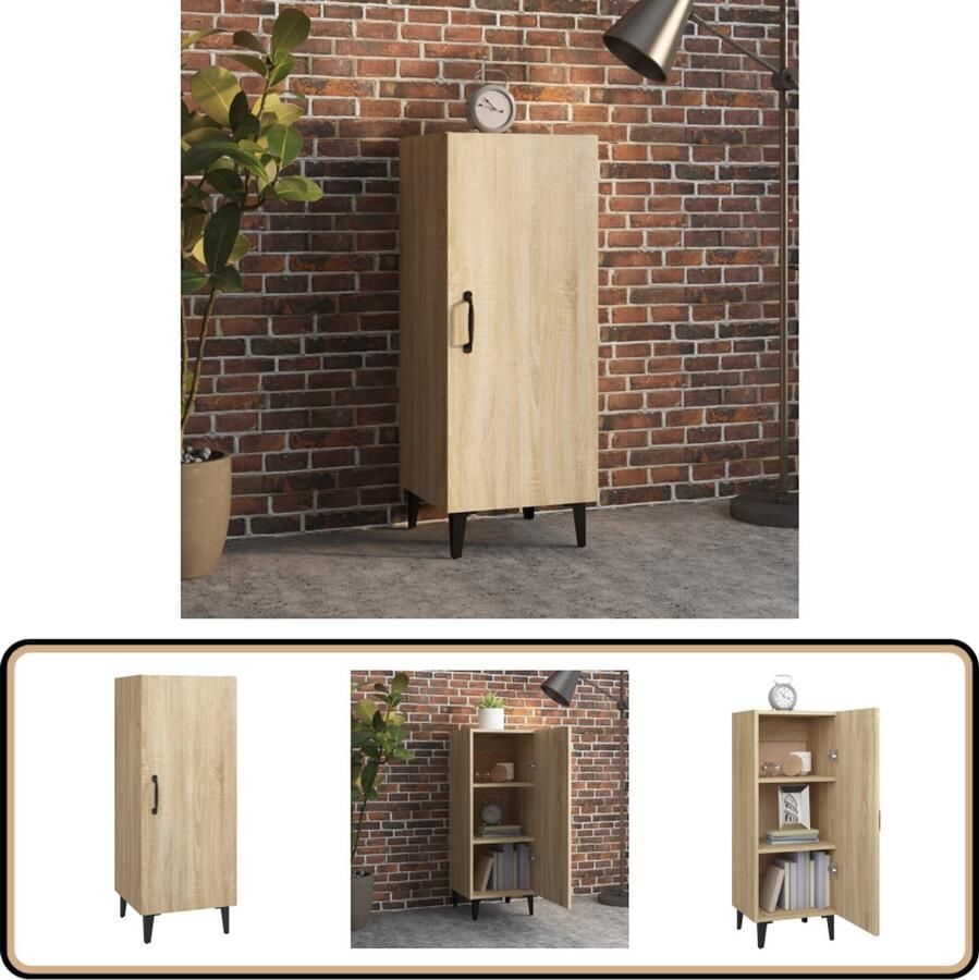 VidaXL Dressoir 34 5x34x90 cm Sonoma Eiken Dressoir Salontafel Houten Meubels Bewerkt Hout Sonome Eiken - Foto 2