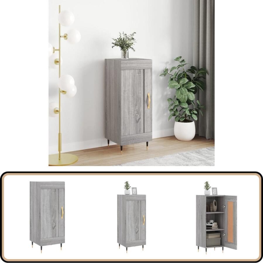VidaXL Dressoir 34 5x34x90 cm Sonoma Eikenkleur Dressoir Grijze Kast Houten Dressoir Salontafel Tv Meubel