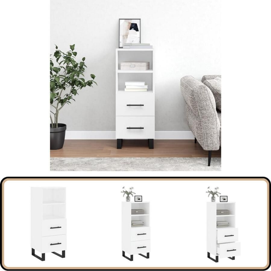 VidaXL Dressoir 34 5x34x90 cm Wit Stijlvol & Praktisch Dressoir Modern Dressoir Houten Dressoir Wit Dressoir Opbergkast